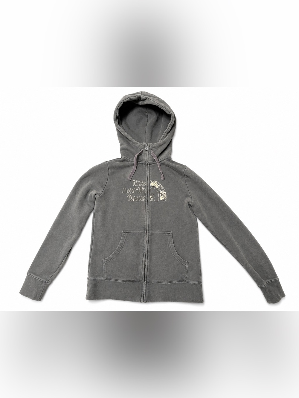 The North Face Gray Full-Zip Hooded Sweatshirt with Logo